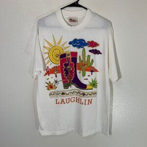 Vintage California Hand Prints Laughlin NV Western Paint T Shirt USA Large L